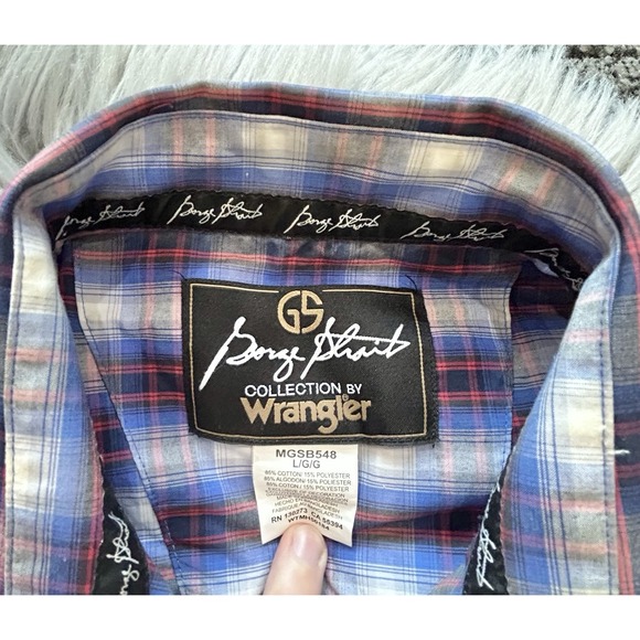 George Strait By Wrangler Collection Blue Long Sleeve Button Down Large ($64) - Picture 4 of 4